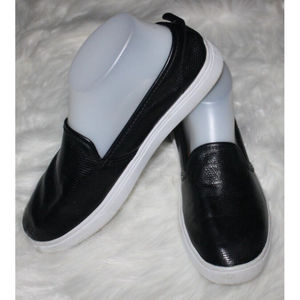 H&M Women Black Flats Sz 6 Faux Reptile Leather Comfy Casual Shoes GUC